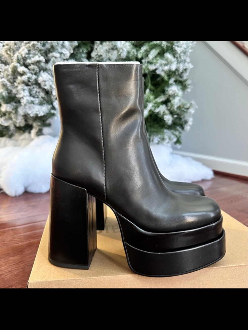 Steve‎ Madden Cobra Black Double Platform Block Heel Ankle Boots New Woman’s 10 - Picture 5 of 12